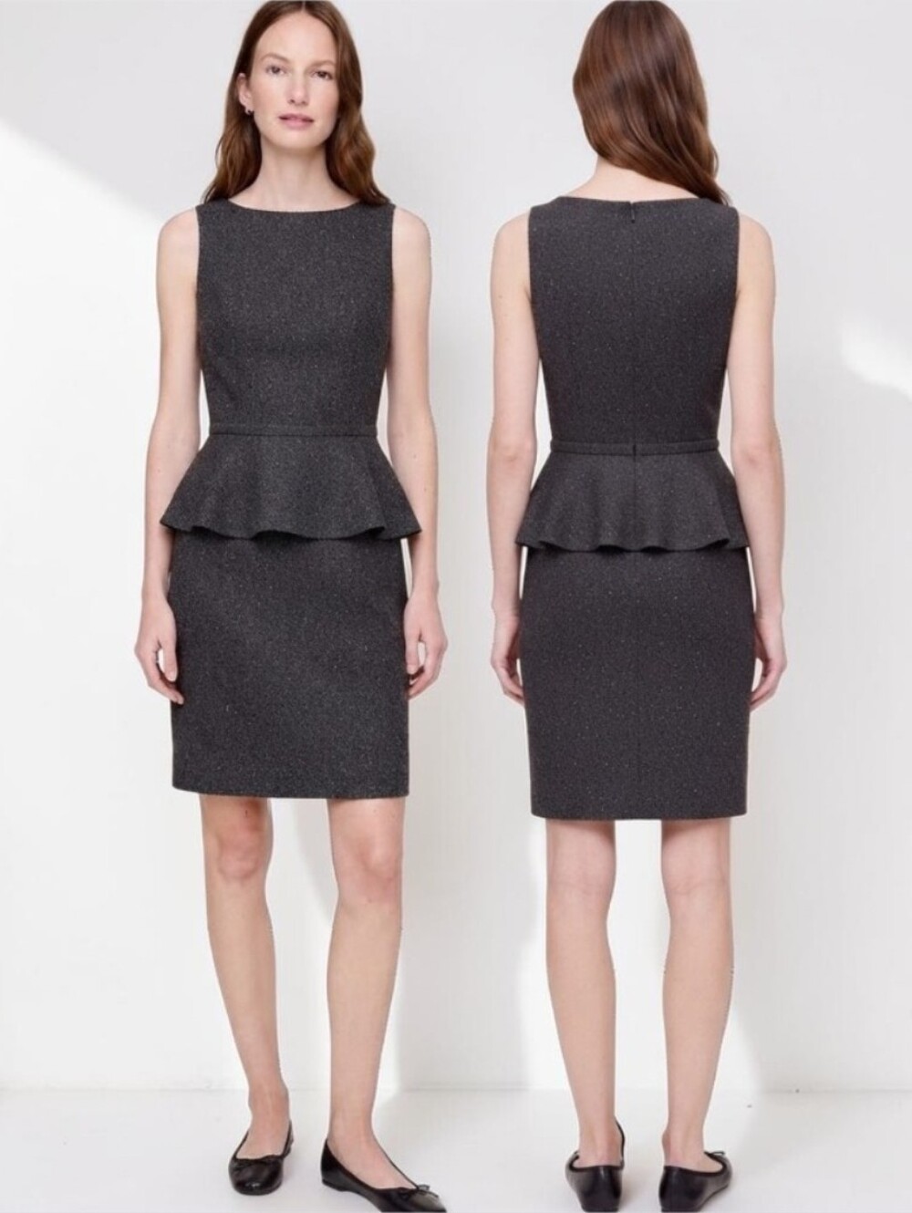 BANANA REPUBLIC Herringbone Peplum Sheath Dress - Size 8